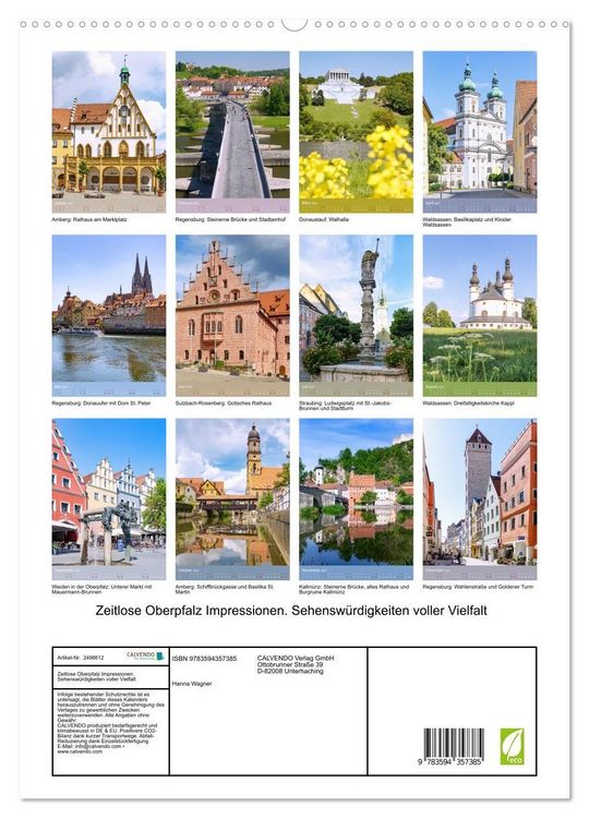 Produktbild: Zeitlose Oberpfalz Impressionen. Sehensw&uuml;rdigkeiten voller Vielfalt (hochwertiger Premium Wandkalender 2027 DIN A2 hoch), Kunstdruck in Hochglanz