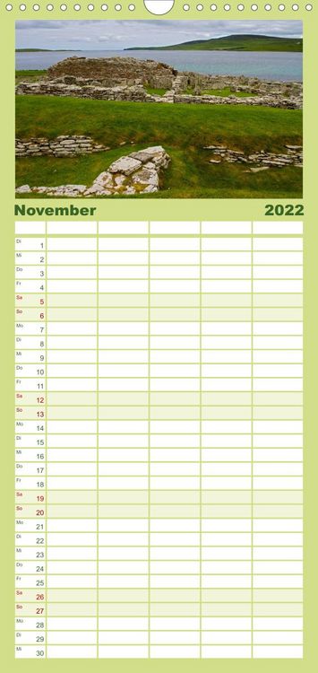 Produktbild: Familienplaner Die Orkneys - Schottlands n&ouml;rdliche Inseln (Wandkalender 2022 , 21 cm x 45 cm, hoch)