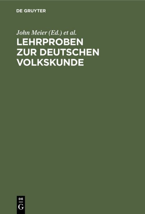 Produktbild: Lehrproben zur deutschen Volkskunde