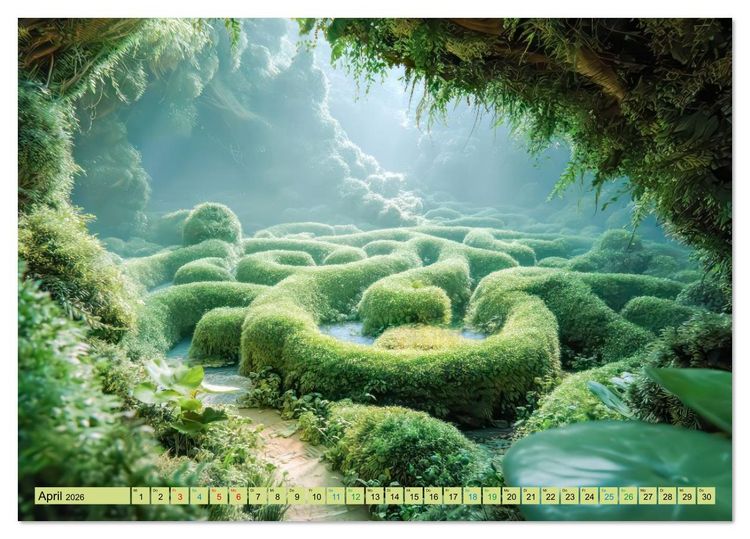 Produktbild: Labyrinthe - Der Fantasie (Tischkalender 2026 DIN A5 quer), CALVENDO Monatskalender