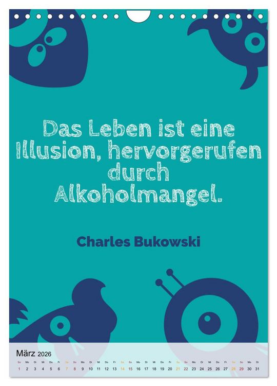 Produktbild: Dichter als Goethe - Der literarische Alkohol-Kalender (Wandkalender 2026 DIN A4 hoch), CALVENDO Monatskalender