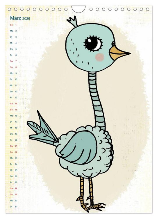Produktbild: Tierische Motive von Little Miss Arty Illustrationen (Wandkalender 2026 DIN A4 hoch), CALVENDO Monatskalender