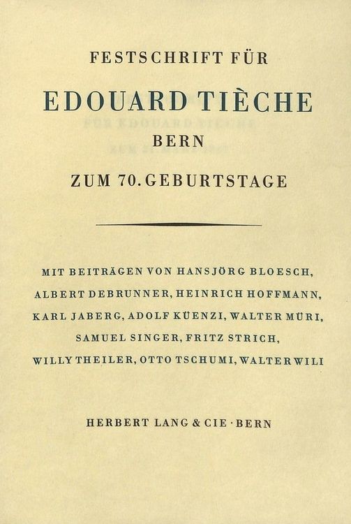 Produktbild: Festschrift f&uuml;r Edouard Tieche