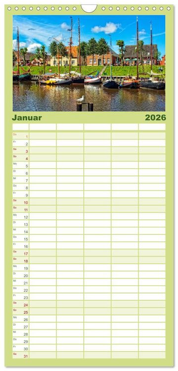 Produktbild: Familienplaner 2026 - Reise an die Nordsee - Carolinensiel mit 5 Spalten (Wandkalender, 21 x 45 cm) CALVENDO
