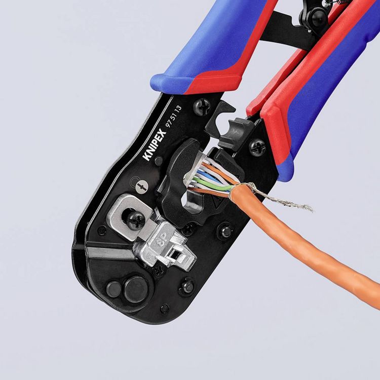 Produktbild: Knipex Crimpzange f&uuml;r RJ45-Westernstecker 97 51 13 Crimpzange