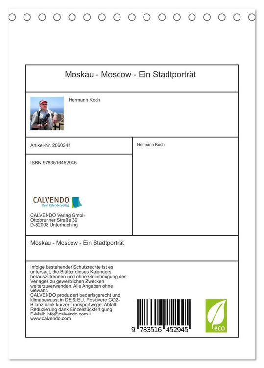 Produktbild: Moskau - Moscow - Ein Stadtportr&auml;t (Tischkalender 2026 DIN A5 hoch), CALVENDO Monatskalender