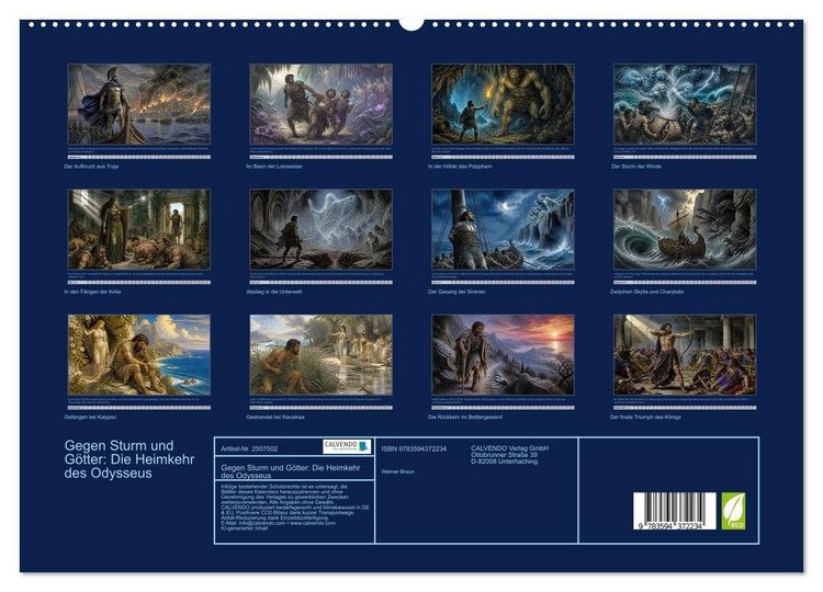 Produktbild: Gegen Sturm und G&ouml;tter: Die Heimkehr des Odysseus (hochwertiger Premium Wandkalender 2027 DIN A2 quer), Kunstdruck in Hochglanz