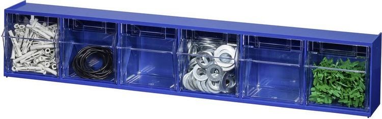 Produktbild: Allit 464440 Klappkasten-Magazin VarioPlus ProFlip 6 (B x H x T) 600 x 115 x 95 mm Blau, Transparent 1 St.