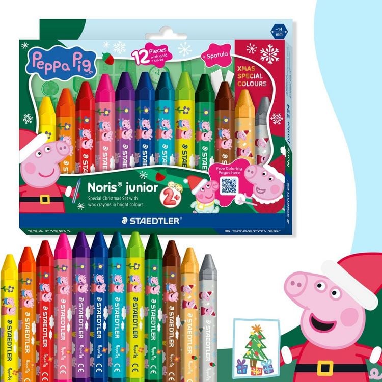 Produktbild: STAEDTLER Wachsmalkreiden Wachsmalkreide Promo Peppa 12er Set + Schaber, Weihnachten