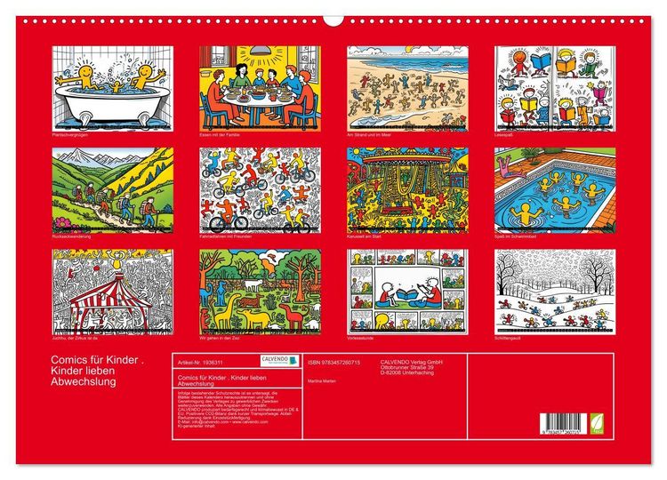 Produktbild: Comics f&uuml;r Kinder . Kinder lieben Abwechslung (Wandkalender 2026 DIN A2 quer), CALVENDO Monatskalender
