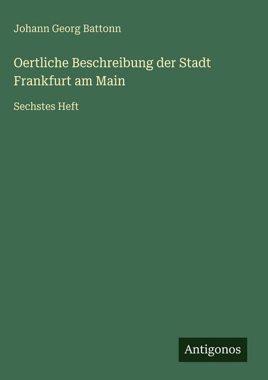 Produktbild: Oertliche Beschreibung der Stadt Frankfurt am Main