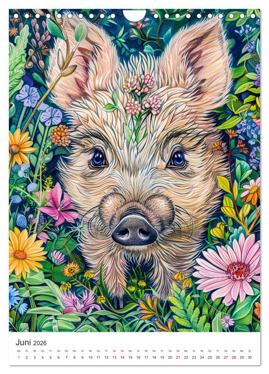 Produktbild: Tierkinder - Niedliche illustrierte Wildtiere in Wald und Flur (Wandkalender 2026 DIN A4 hoch), CALVENDO Monatskalender