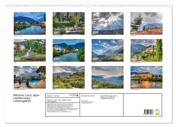 Produktbild: Meraner Land: alpin-mediterranes Lebensgef&uuml;hl (Wandkalender 2026 DIN A2 quer), CALVENDO Monatskalender