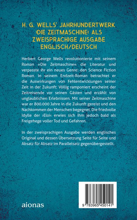 Produktbild: Die Zeitmaschine. H. G. Wells. Zweisprachig Englisch-Deutsch / The Time Machine
