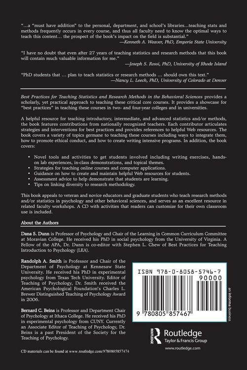 Produktbild: Best Practices in Teaching Statistics and Research Methods in the Behavioral Sciences