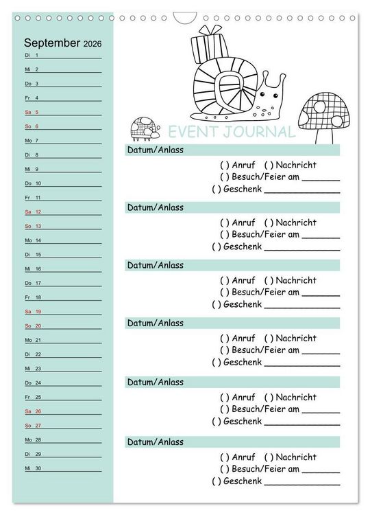 Produktbild: Geburtstagsplaner Doodle Tiere - F&uuml;r Termine, Geschenke, Eventdetails & mehr (Wandkalender 2026 DIN A3 hoch), CALVENDO Monatskalender