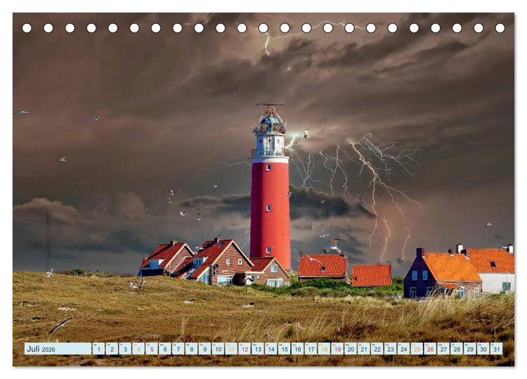 Produktbild: Leuchtturm Gewitter (Tischkalender 2026 DIN A5 quer), CALVENDO Monatskalender