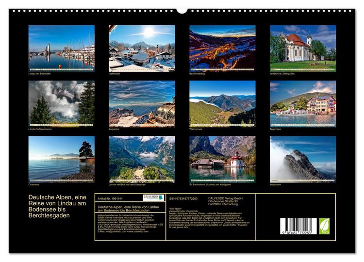 Produktbild: Deutsche Alpen, eine Reise von Lindau am Bodensee bis Berchtesgaden (hochwertiger Premium Wandkalender 2026 DIN A2 quer), Kunstdruck in Hochglanz