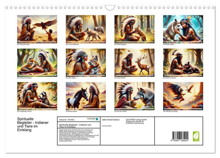 Produktbild: Spirituelle Begleiter - Indianer und Tiere im Einklang (Wandkalender 2026 DIN A3 quer), CALVENDO Monatskalender