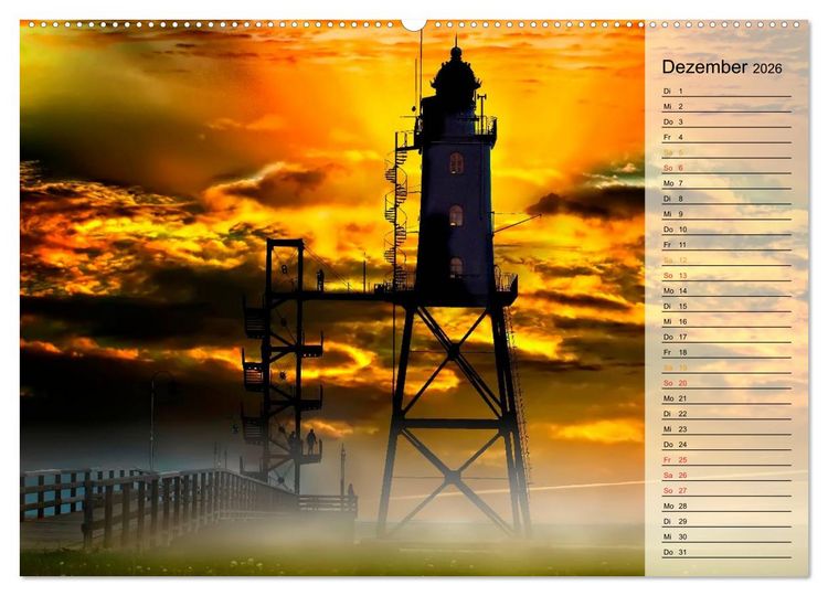 Produktbild: Leuchtt&uuml;rme - maritime Wegweiser in Deutschland (Wandkalender 2026 DIN A2 quer), CALVENDO Monatskalender
