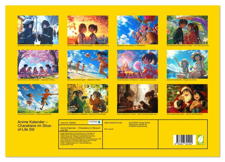Produktbild: Anime Kalender &ndash; Charaktere im Slice-of-Life Stil (hochwertiger Premium Wandkalender 2026 DIN A2 quer), Kunstdruck in Hochglanz