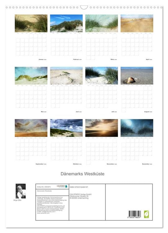 Produktbild: D&auml;nemarks Westk&uuml;ste (Wandkalender 2026 DIN A2 hoch), CALVENDO Monatskalender