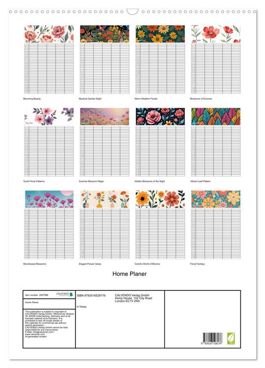 Produktbild: Home Planer (Wall Calendar 2026 DIN A2 portrait), CALVENDO 12 Month Wall Calendar