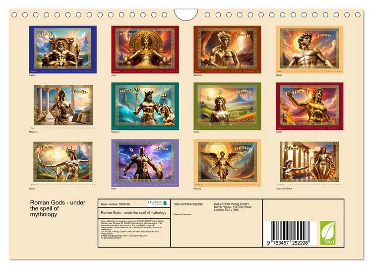 Produktbild: Roman Gods - under the spell of mythology (Wall Calendar 2026 DIN A4 landscape), CALVENDO 12 Month Wall Calendar