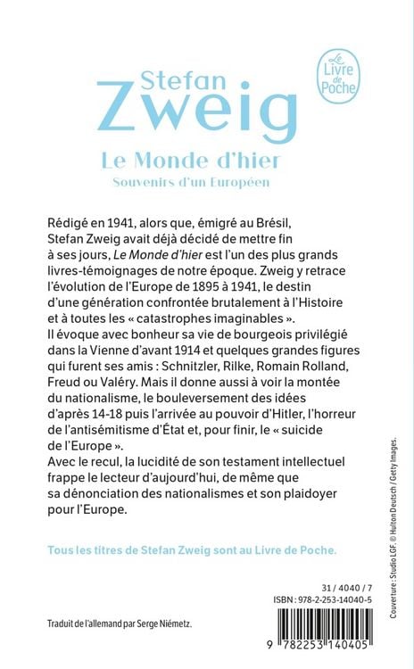 Produktbild: Le monde d'hier