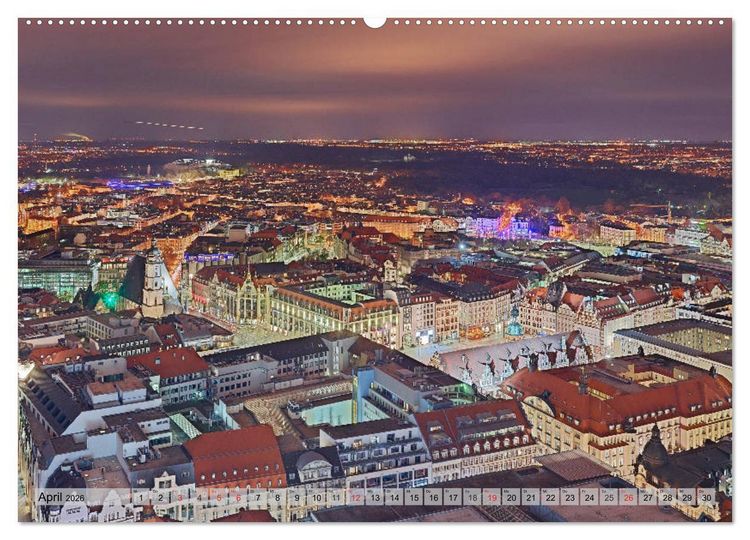 Produktbild: Leipzig - Fotografiert bei Nacht von Michael Allmaier (Wandkalender 2026 DIN A2 quer), CALVENDO Monatskalender