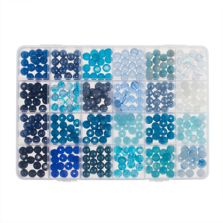Produktbild: Glasperlen-Schmuckset blau sortiert