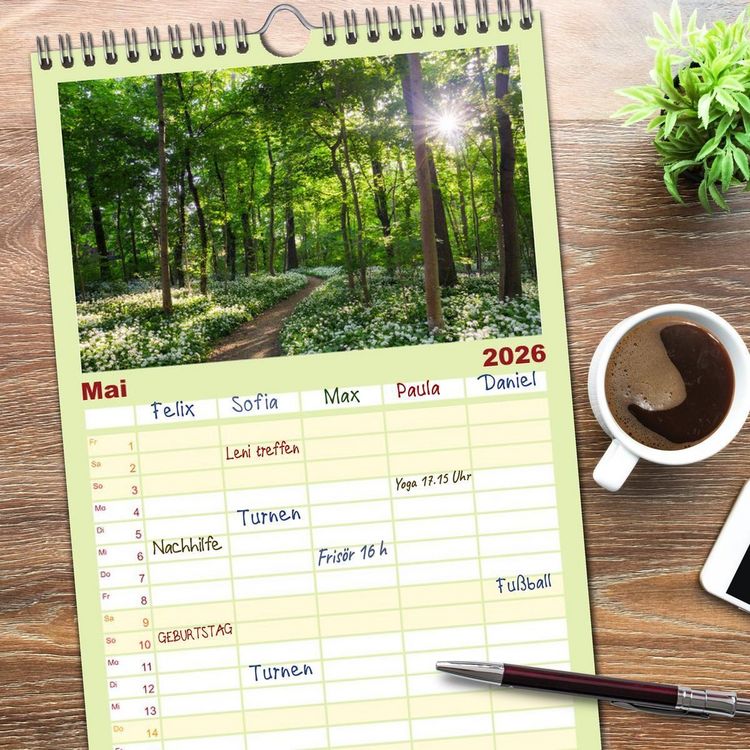 Produktbild: Familienplaner 2026 - Stimmungsvolle Landschaften in Sachsen mit 5 Spalten (Wandkalender, 21 x 45 cm) CALVENDO