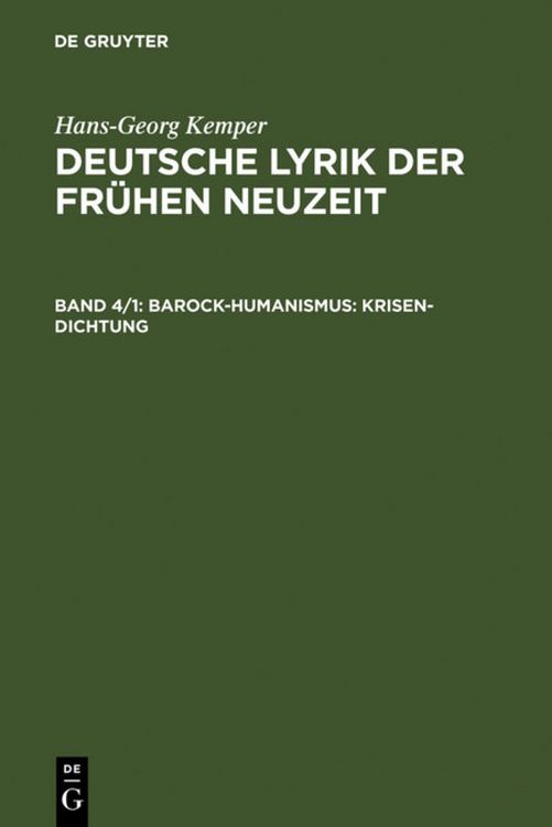 Produktbild: Barock-Humanismus: Krisen-Dichtung
