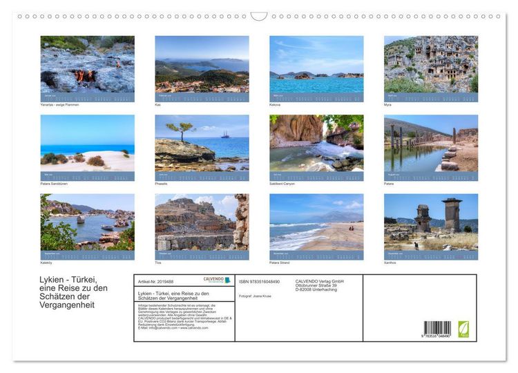 Produktbild: Lykien - T&uuml;rkei, eine Reise zu den Sch&auml;tzen der Vergangenheit (Wandkalender 2026 DIN A2 quer), CALVENDO Monatskalender
