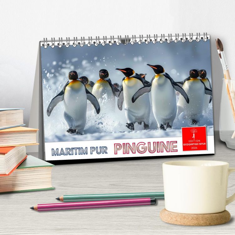 Produktbild: Maritim pur - Pinguine (Tischkalender 2026 DIN A5 quer), CALVENDO Monatskalender