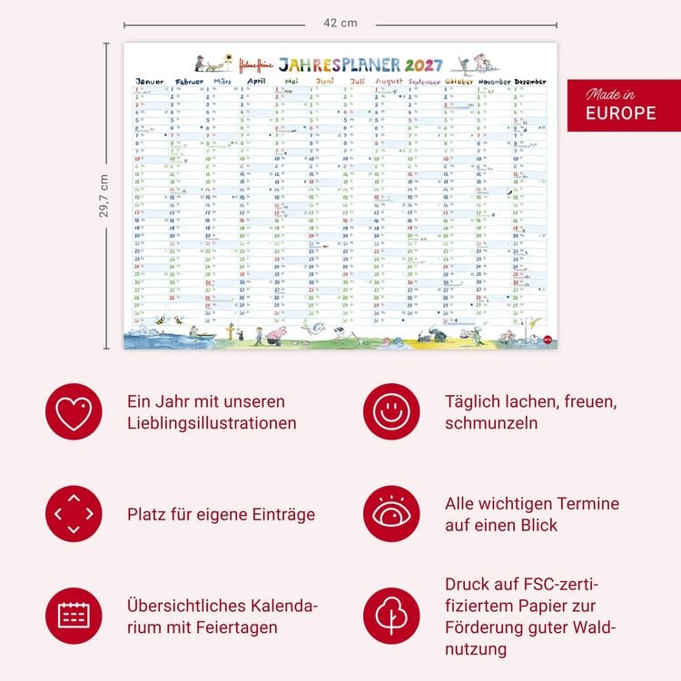 Produktbild: Helme Heine: Tafelkalender A3 2027