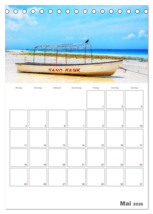 Produktbild: Sansibar - Traumreiseziel (Tischkalender 2026 DIN A5 hoch), CALVENDO Monatskalender