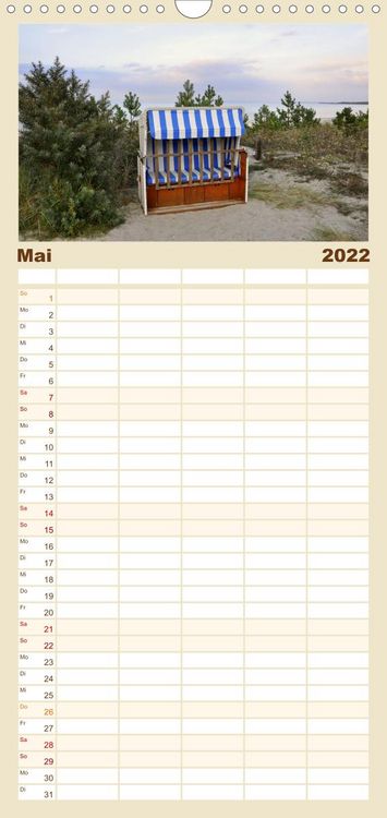 Produktbild: Familienplaner Strandkorb-Impressionen (Wandkalender 2022 , 21 cm x 45 cm, hoch)