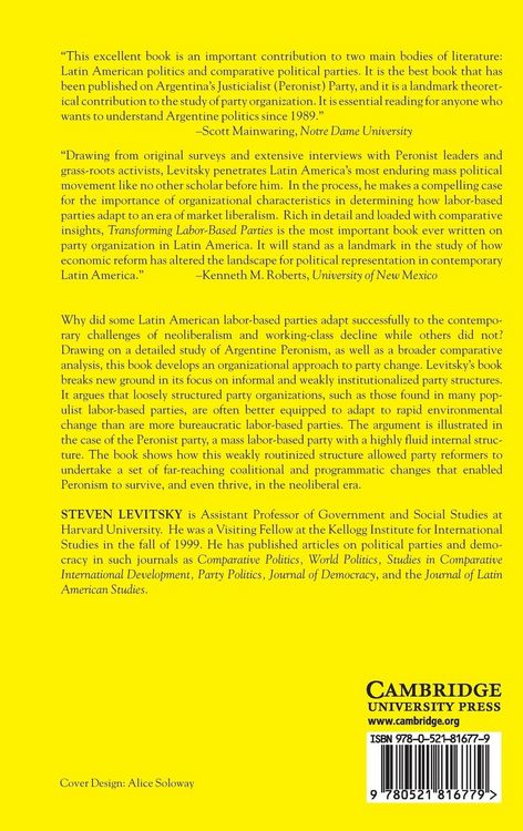 Produktbild: Transforming Labor-Based Parties in Latin America