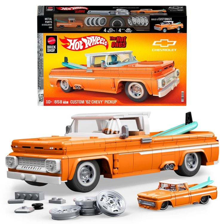 Produktbild: Mattel Brick Shop Hot Wheels Custom ’62 Chevy Pickup Bauspielzeugset (858 Teile), für Sammler