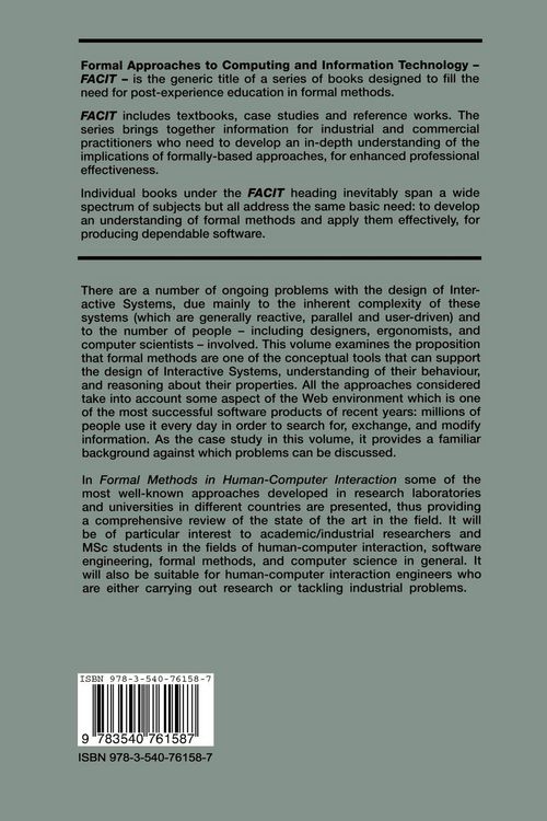 Produktbild: Formal Methods in Human-Computer Interaction