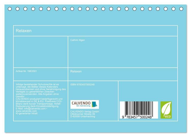 Produktbild: Relaxen (Tischkalender 2026 DIN A5 quer), CALVENDO Monatskalender