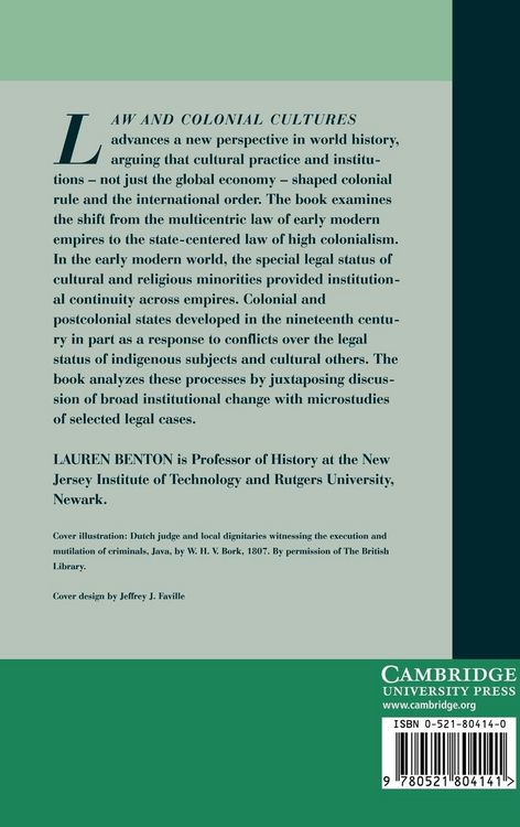 Produktbild: Law and Colonial Cultures