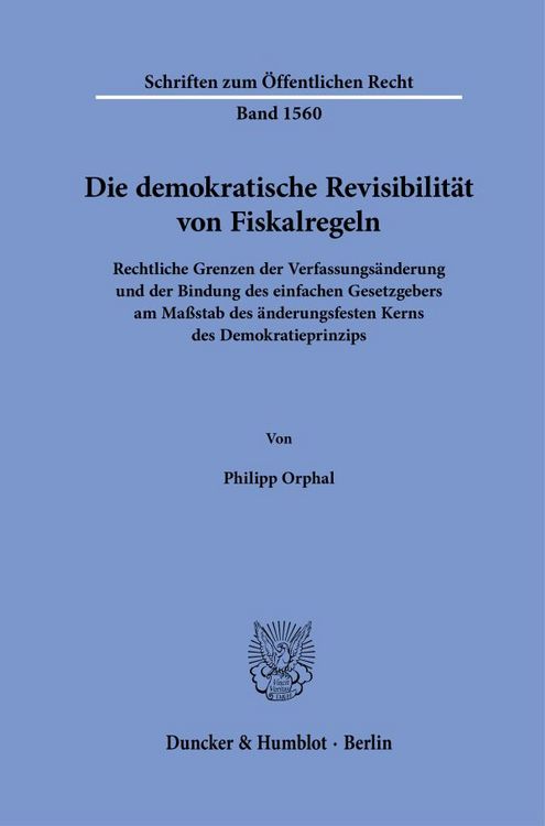 Produktbild: Die demokratische Revisibilit&auml;t von Fiskalregeln
