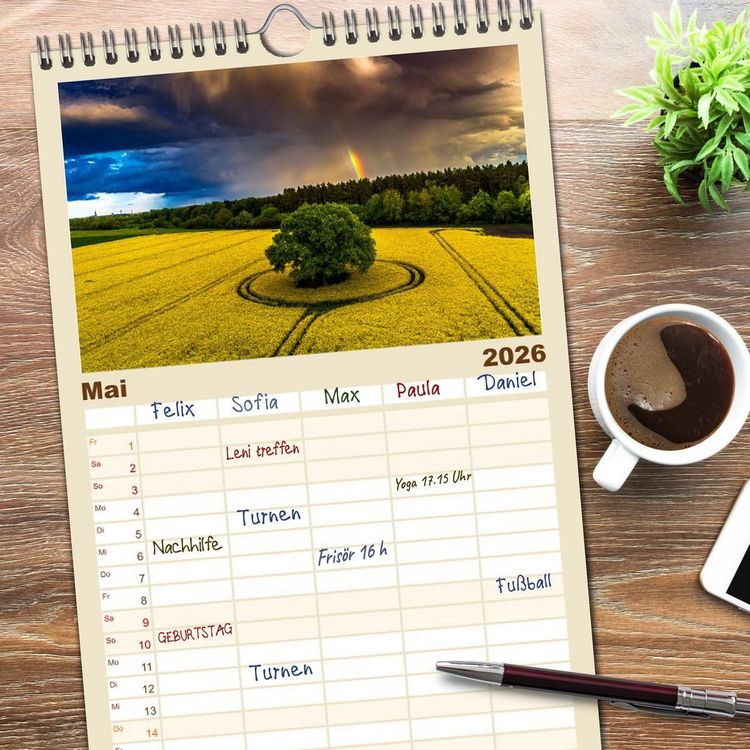 Produktbild: Familienplaner 2026 - Vorpommern im Fokus mit 5 Spalten (Wandkalender, 21 x 45 cm) CALVENDO