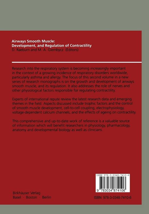 Produktbild: Airways Smooth Muscle: Development, and Regulation of Contractility