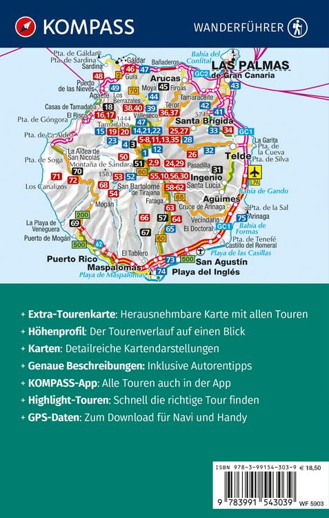 Produktbild: KOMPASS Wanderf&uuml;hrer Gran Canaria, 75 Touren mit Extra-Tourenkarte