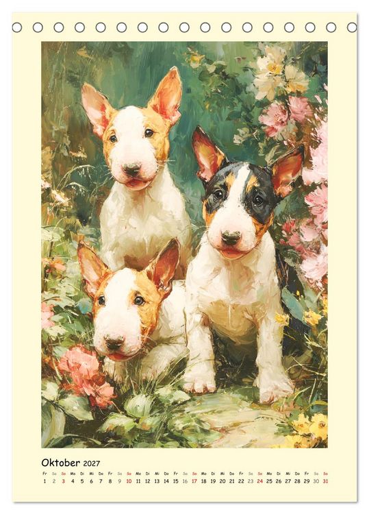 Produktbild: Gentlemen auf Pfoten. Der Bullterrier im k&uuml;nstlerischen Vintage-Stil (Tischkalender 2027 DIN A5 hoch), CALVENDO Monatskalender