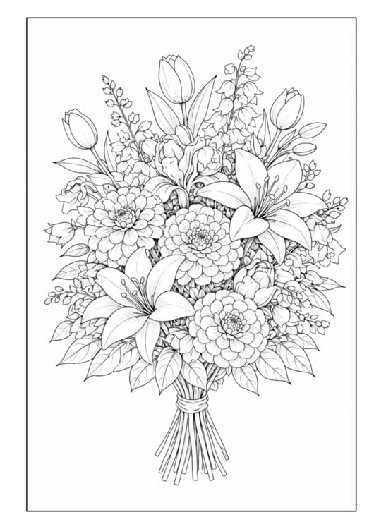 Produktbild: Blumenstr&auml;u&szlig;e &ndash; Blumen Malbuch f&uuml;r Erwachsene mit 50 sch&ouml;nen Ausmalbildern