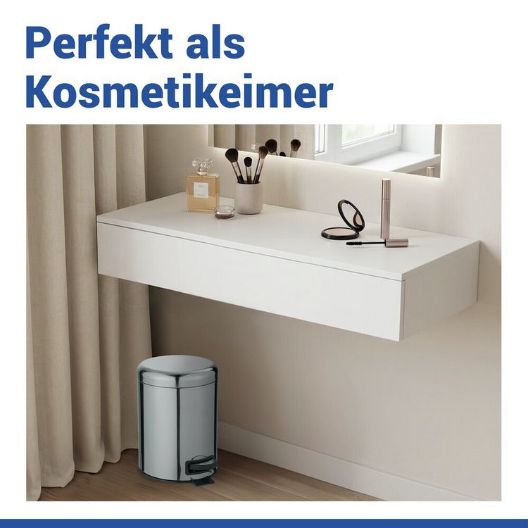 Produktbild: Kosmetik Treteimer Mod. Leman Edelstahl Gl&auml;nzend 5L, mit herausnehmbarem Einsatz